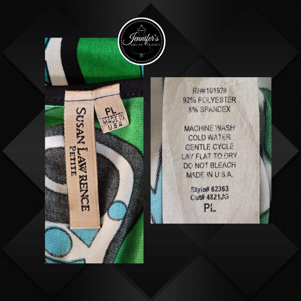 3/$30 Susan Lawrence Multicolored Swirl Print V Neck Empire Waist Top Size PL - Picture 8 of 10